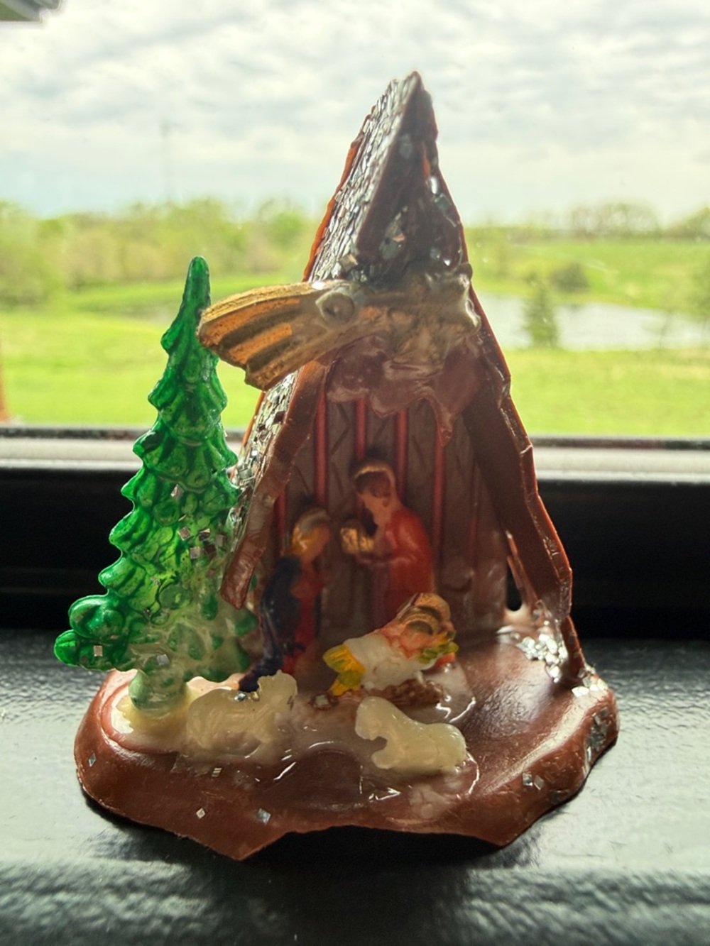 Vintage Christmas Nativity Scene Light Ornament